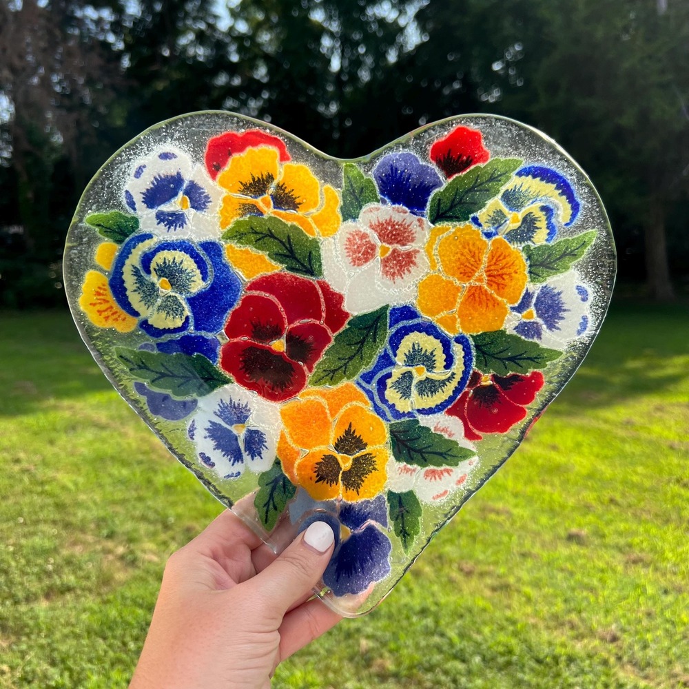 Peggy Karr Heart-Shaped Floral Plate Dish | Signed